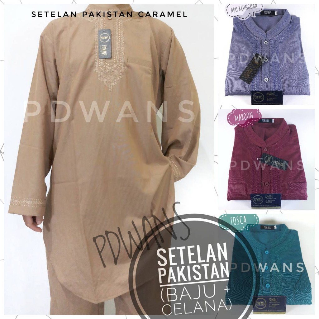 SETELAN PAKISTAN DEWASA Seri WARNA Baju Koko Bordir Muslim BAJU UMROH Pria PDWANS PAKISTAN WRN