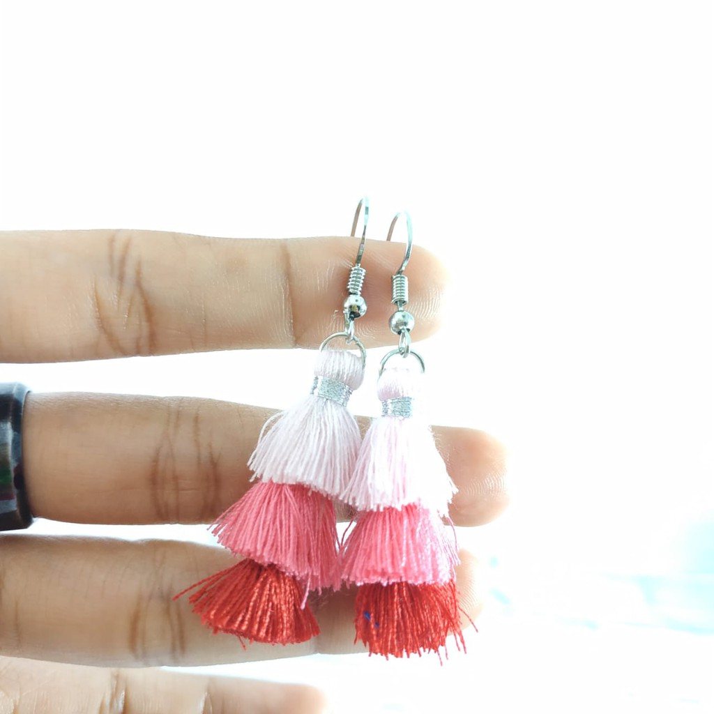 Anting Hijab Fashion wanita Tassel Tri Tingkat Kekinian Tokopelanginicer