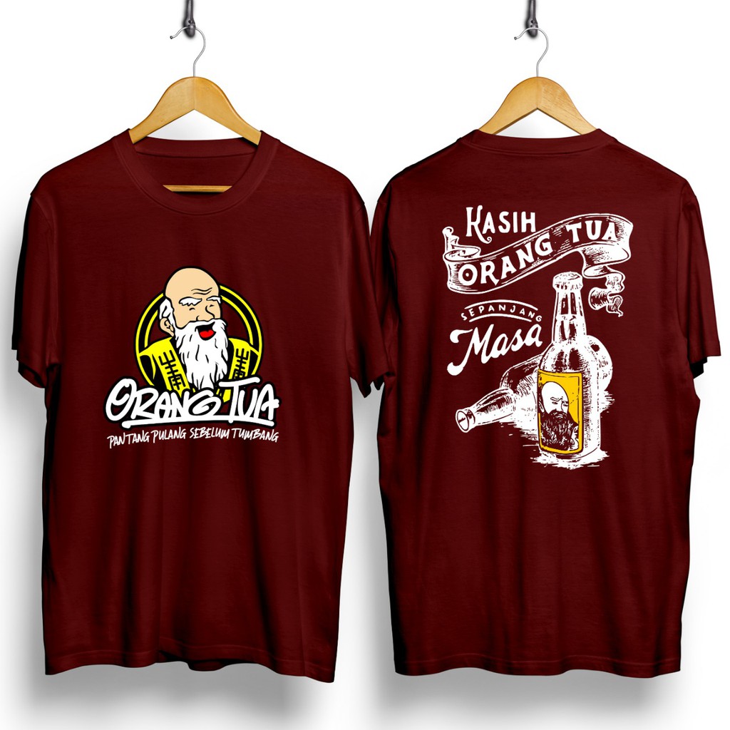 Kaos murah Kaos distro murah baju  distro pria t-shirt murah combed30s Orang tua kasih  maroon XL