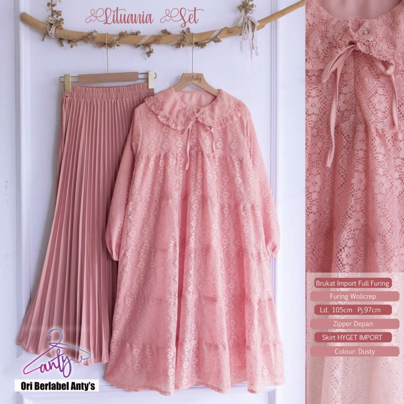LITUANIA SET DUSTY TUNIK BROKLAT IMPORT MIX ROK HYGET PREMIUM BY ANTY'S