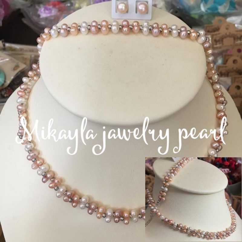 Setelan kalung gelang giwang mutiara lombok|Setelan kalung giwang mutiara asli lombok|Perhiasan muti