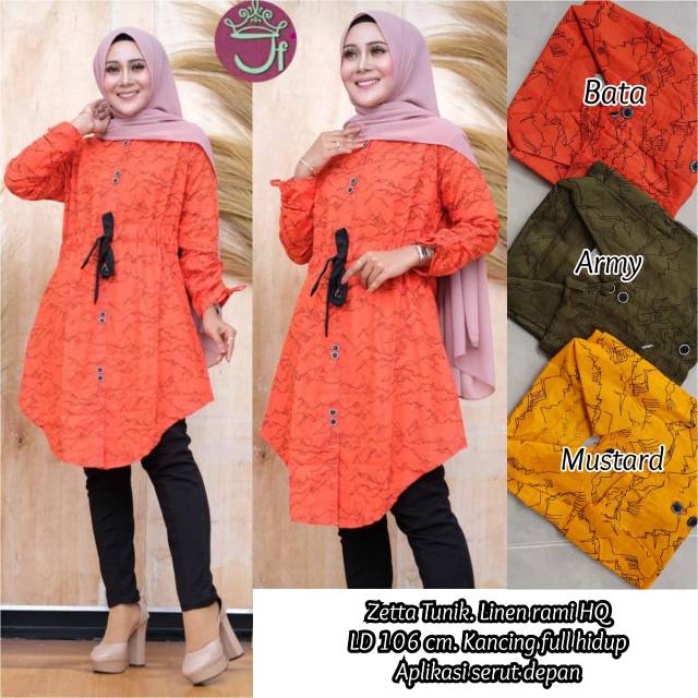 Grosir tunik linen abstrak @57K min 4pcs