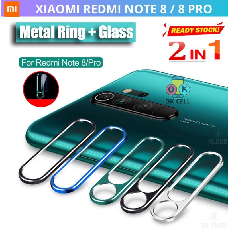 2in1 Ring Camera Lensa Xiaomi Redmi Note 8 / 8 Pro - Anti Gores Kaca Metal Kamera Belakang Premium