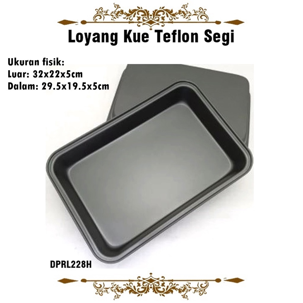 Loyang Kue Teflon/Loyang Anti Lengket/Loyang Segi 32x22x5cm