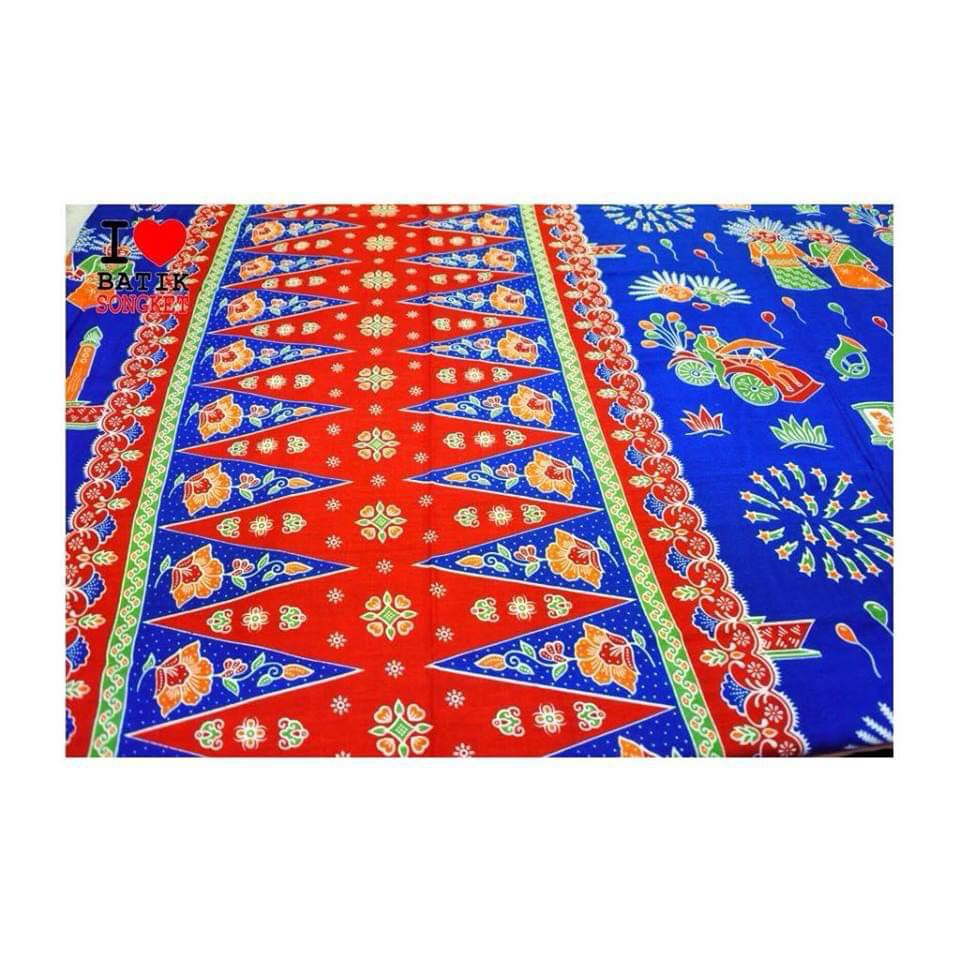 sarung ondel betawi motif  3 tumpal  pucuk rebung bahan kain 