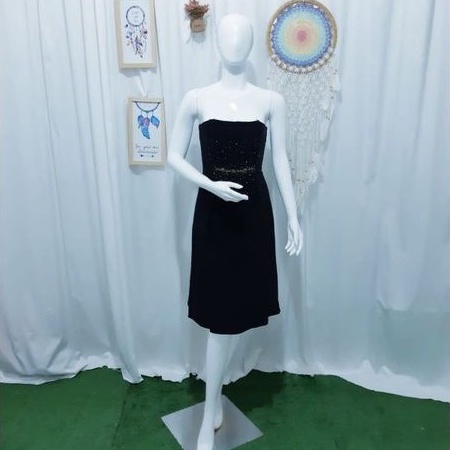 Preloved dress hitam payet gold.