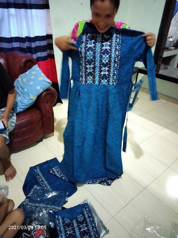 Maura Batik Couple Keluarga - Sania Ruffle Ori Ndoro Jowi Garansi Termurah Shopee - Mega Biru