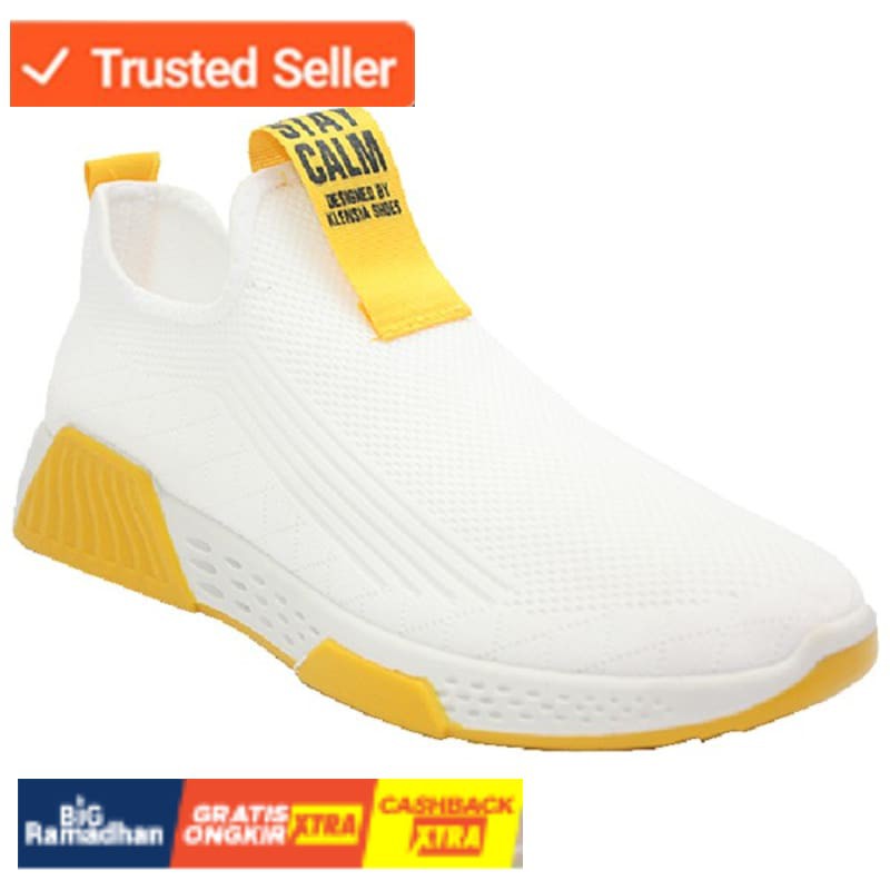 SNEAKERS COWOK HITAM BIRU MISTY  Klensia Sepatu Sport Sneaker Pria Men Sneakers Putih 989-000 -