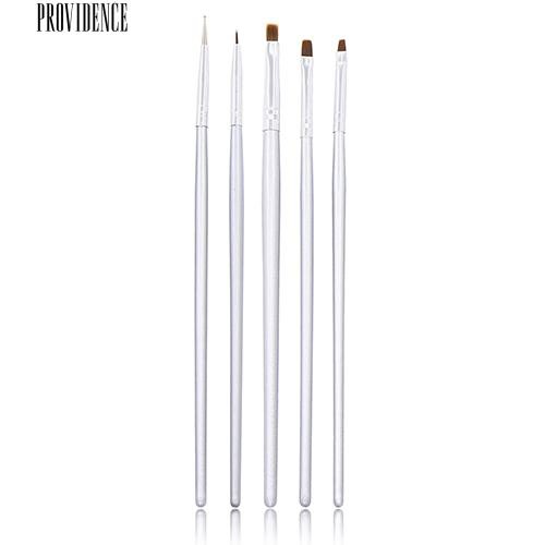 [Bayar Di Tempat] 5X Perak Tone Nail Art UV Gel Desain Brush Painting Pen Manicure Tips Tools Set