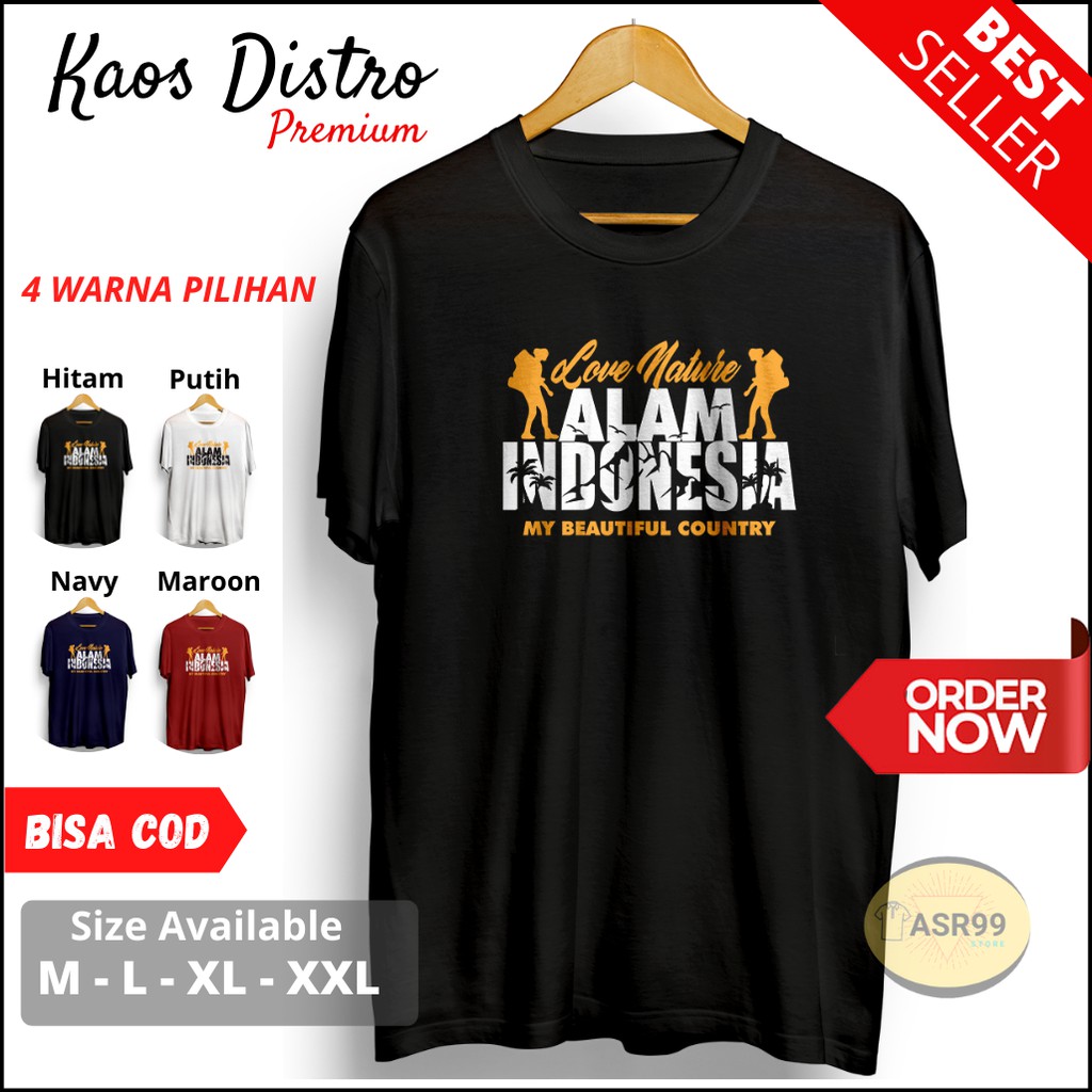 Baju Kaos Pria Distro Gunung Pencinta Alam Indonesia Murah Hitam XXL