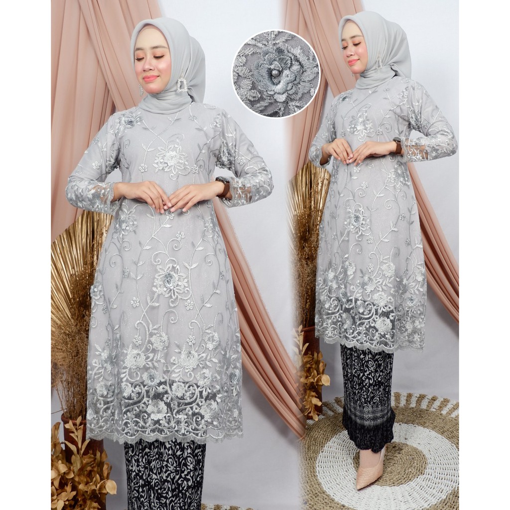 SET TUNIK TULLE BORDIR MUTIARA / SET TUNIK TULLE MUTIARA BORDIR / SET TUNIK KONDANGAN