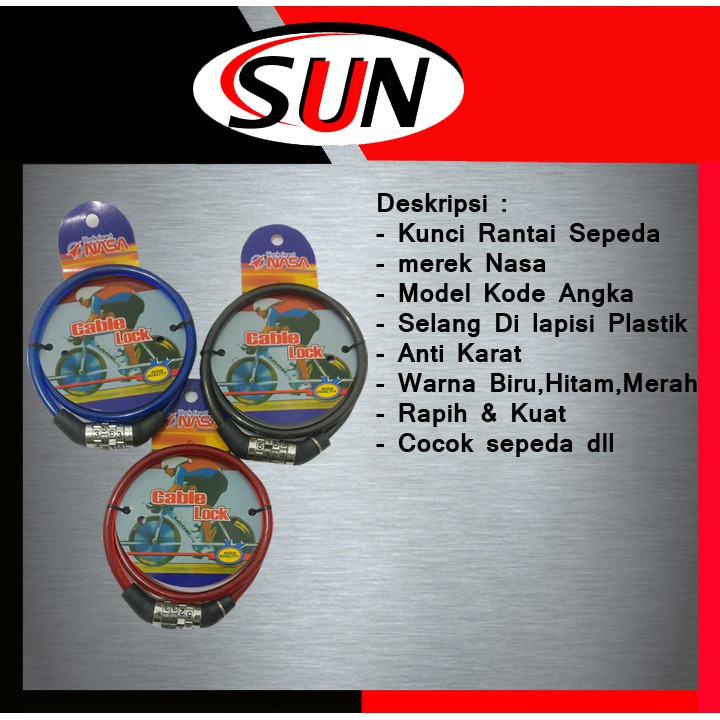 Kunci Rantai Sepeda 60 Cm Kombinasi Angka Nomor Pin