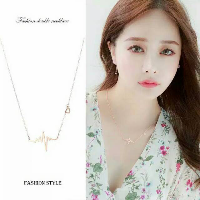 GG kalung Heart Beat Titanium#kL-127