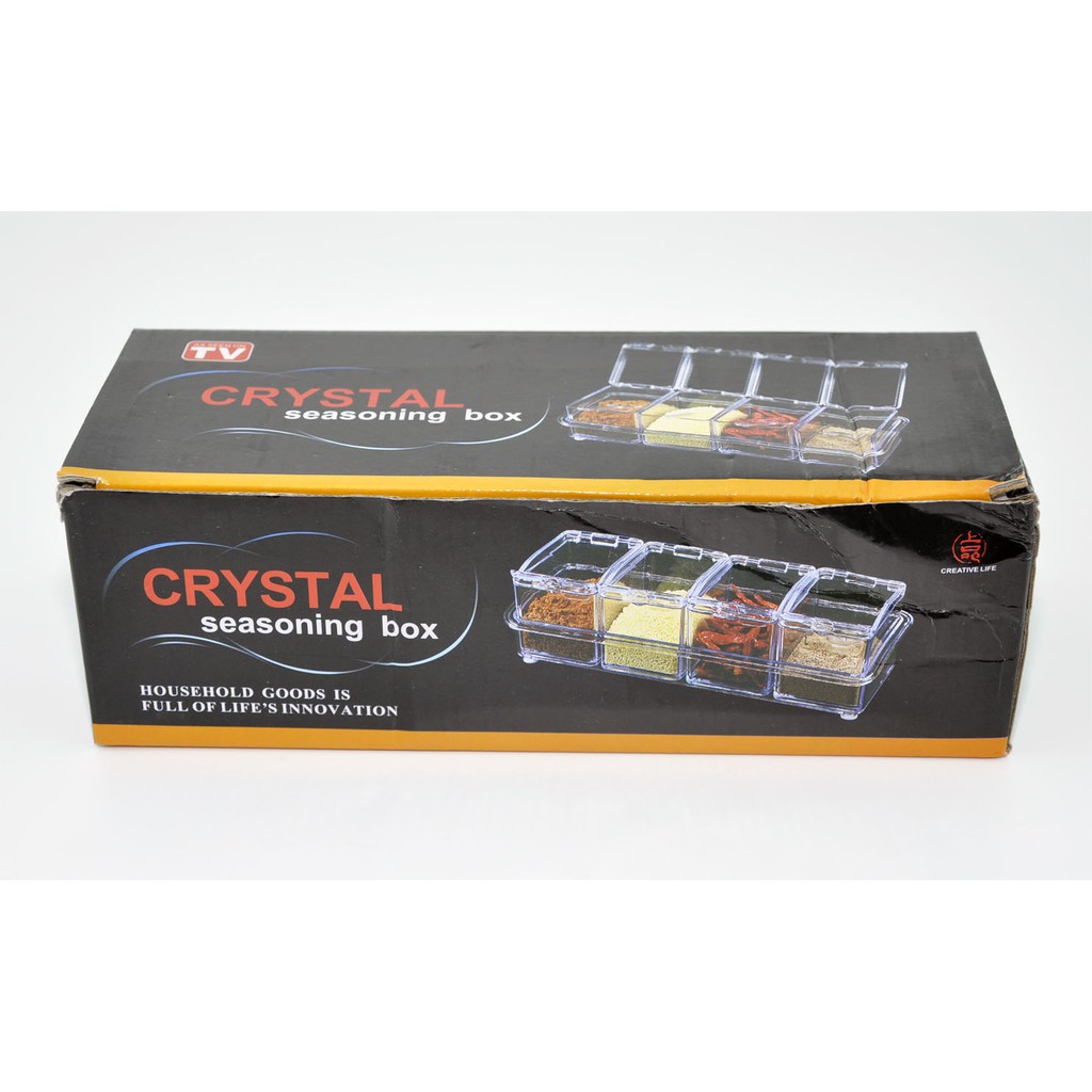 VOM Crystal Seasoning Box / Kotak Bumbu 4 Pcs Transparan - 0143