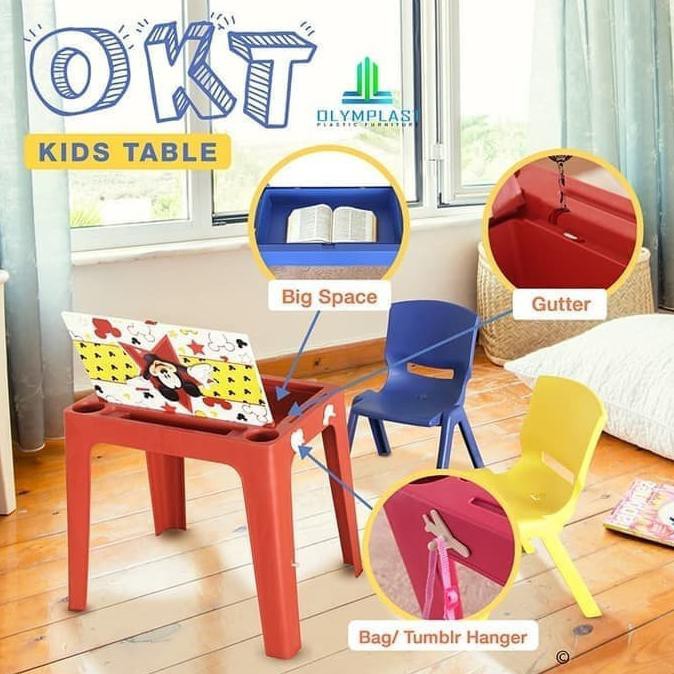 1 Meja Okt Belajar & 2 Ok 305 Kursi Anak Sender Plastik Kuat Olymplast Amaliayukashop