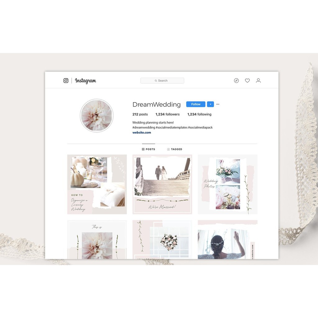 Elegant Wedding Social Media Pack - Photoshop