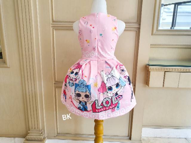 DRESS LOL LED NYALA LAMPU ANAK IMPORT PINK LUCU / GAUN PESTA ULANG TAHUN ANAK