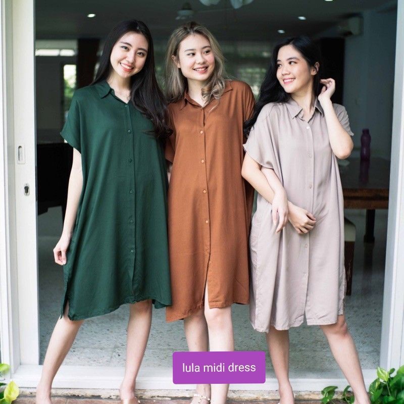 Daster Polos Rayon Full Kancing Busui All Size[Lula Home Dress]