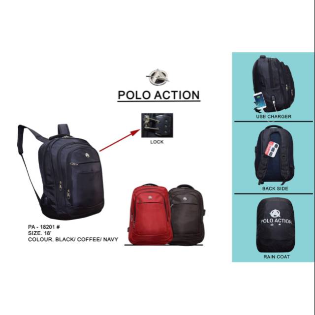 Tas Ransel / Tas Backpack Ori Polo Action 18inch - 18201