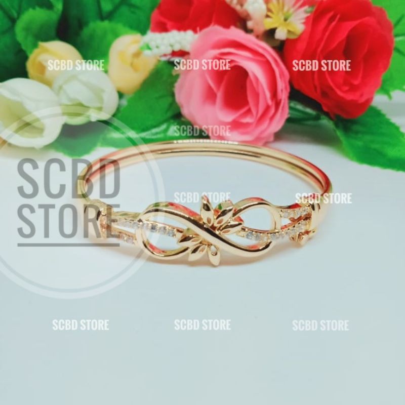 Gelang Bangle Motif Pita Bunga Mewah