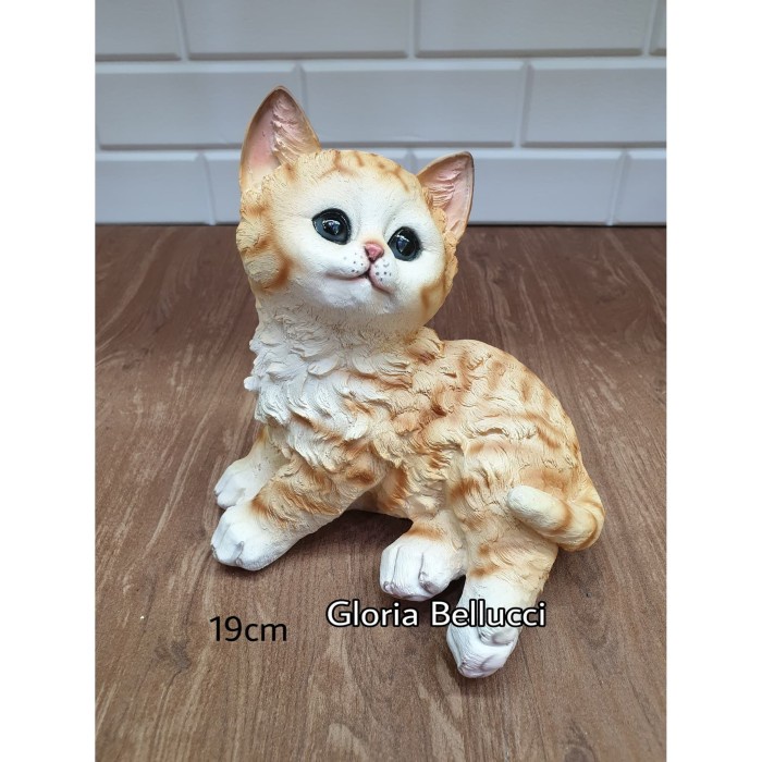 patung pajangan miniatur kucing besar kuning anggora persia ~ kga454
