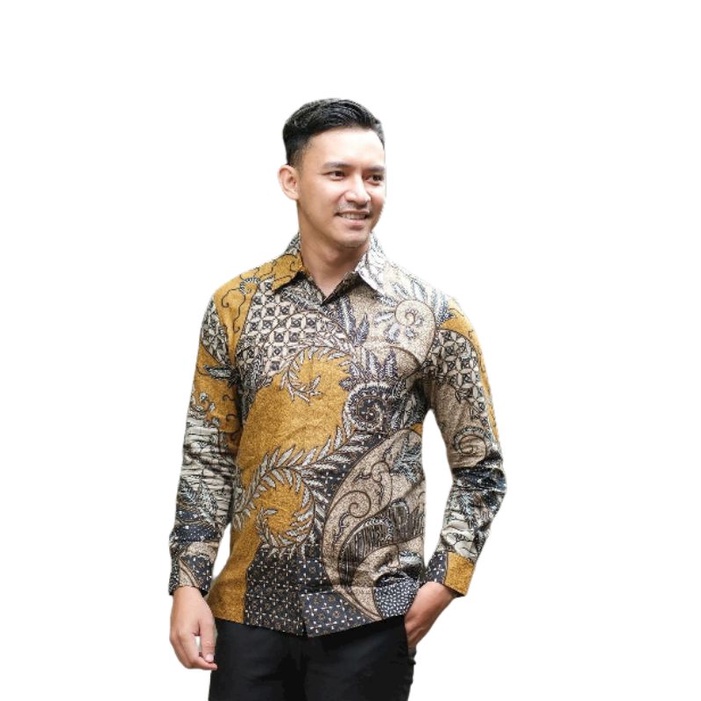 SET kemeja dan rok batik Kemeja panjang ANNABEL ANDINI Kemeja Batik Pria Modern Lengan Panjang Casual Modis Slim Fit Trendy