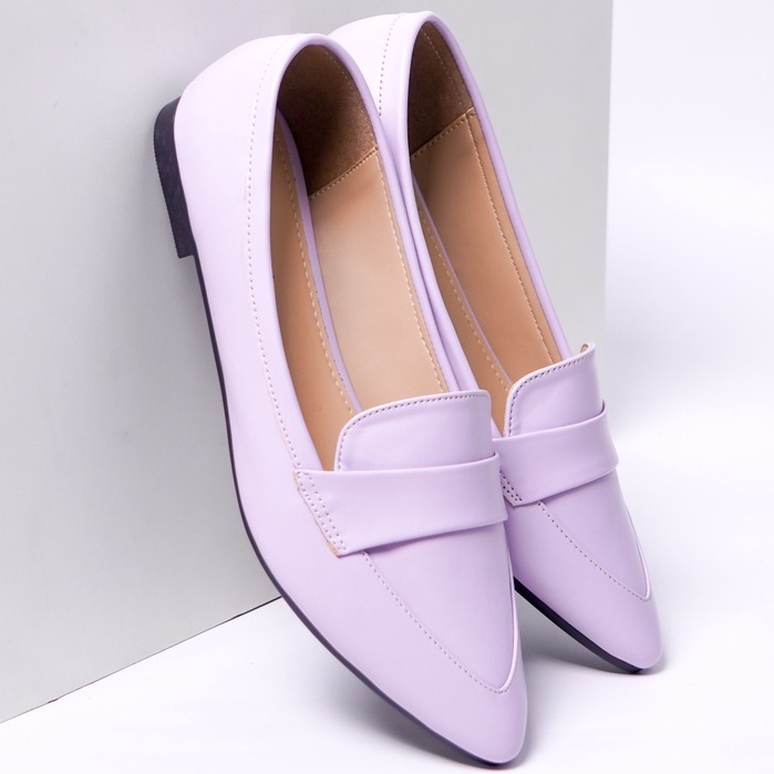 LAPEPA YUK - Sepatu Flat Shoes Wanita TITIAN LILAC Untuk Kerja kantor Spatu Flatshoes Ballerina Cewek Kuliahan Jalan Santai Casual Empuk Nyaman Slop Lancip Warna Ungu Kasual Formal Selop Premium Original Kekinian Terbaru Shoes ORI Mall Official Store