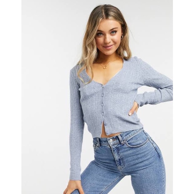stradivarius lilac knit cardigan