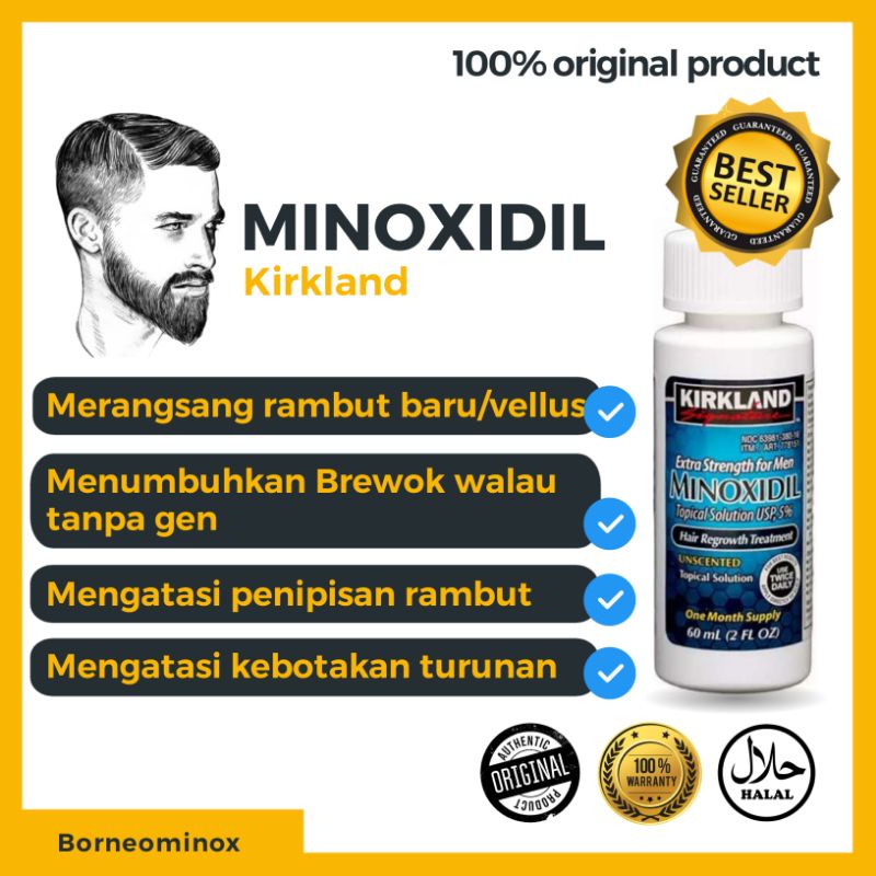 Jual Minoxidil Kirkland Signature 60ml Obat Penumbuh Perawatan Rambutbulubrewok Made Ini