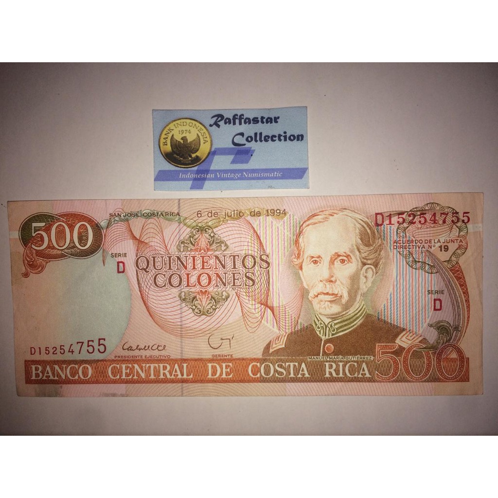 uang asing 500 colones costarica 1994