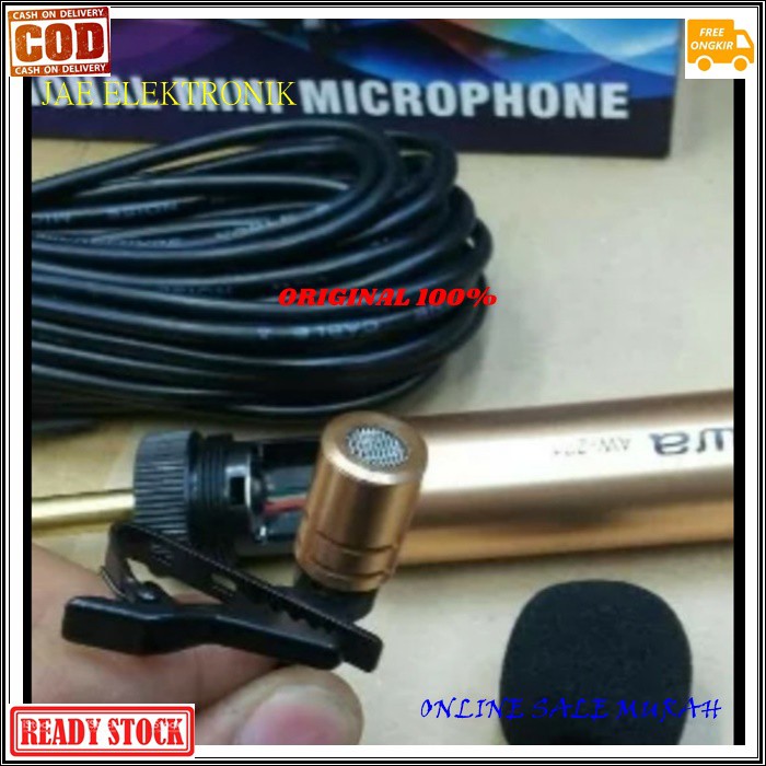 G498 AIWA Mic Jepit kabel 10meter G498 Kancing kerah baju microphone Clip on klip tie Condensor sensitif aux mikrophone mik karaoke sound audio klip cable profesional pro vocal vokal karaoke mikrophone microphone audio sound system panggung dj studio sens