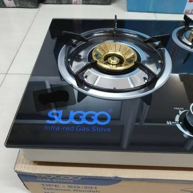 [ Suggo ] Kompor Gas Kaca Suggo 3 tungku SG-301 - Tempred Glass ( Bisa untuk kompor tanam ) FREE BUBBLE 1 LAPIS!