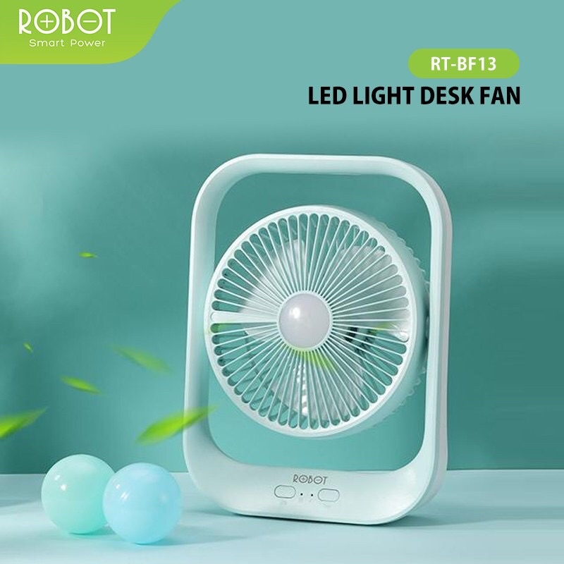 ori ROBOT RT-BF13 Portable Fan 4000mAh Rotateable Rechargeable Led Illuminated Garansi Resmi 1 Tahun