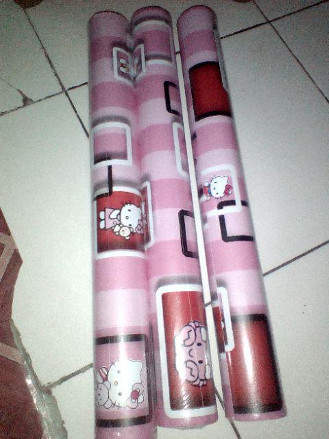 Wallpaper Dinding Karakter Hello Kitty  Pink Minimalis 10x45cm