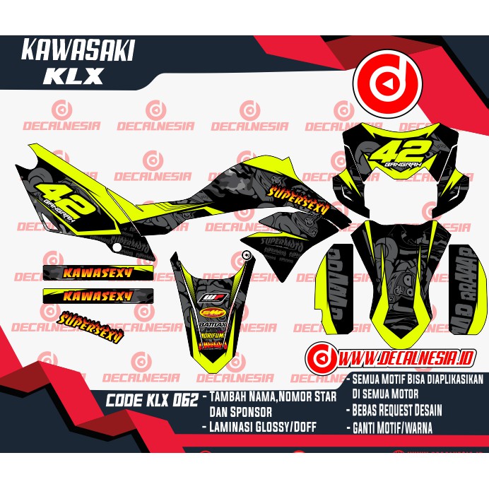 Decal Stiker KLX DTRACKER/Stiker KLX DTRACKER/Decal KLX BF/Stiker KLX DTRACKER Motif supemoto