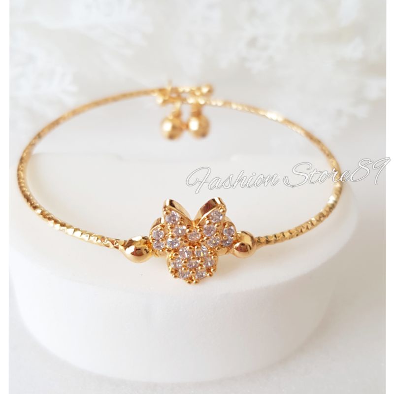 Gelang Bangle Mickey Minnie Impor Xuping Yaxiya Perhiasan lapis emas 18k