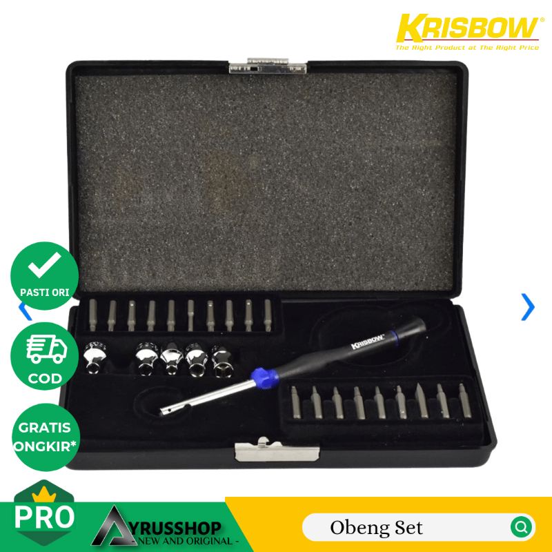 Krisbow Obeng Set 26pcs Bit Socket dengan Box/Toolset