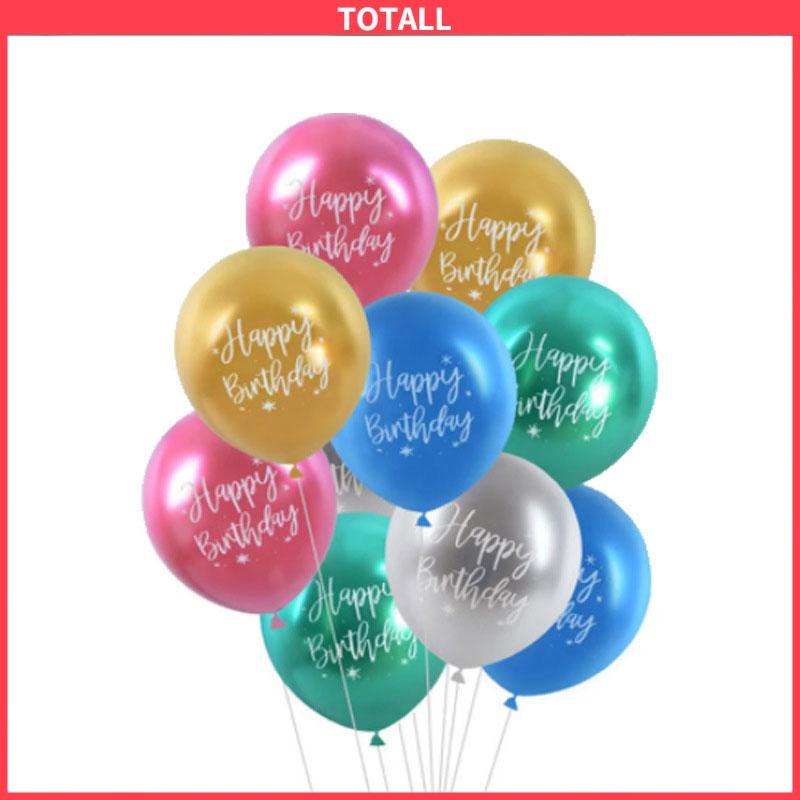 COD 12 inch chrome latex balloon print selamat ulang tahun balon logam dekorasi pesta ulang tahun-Totall