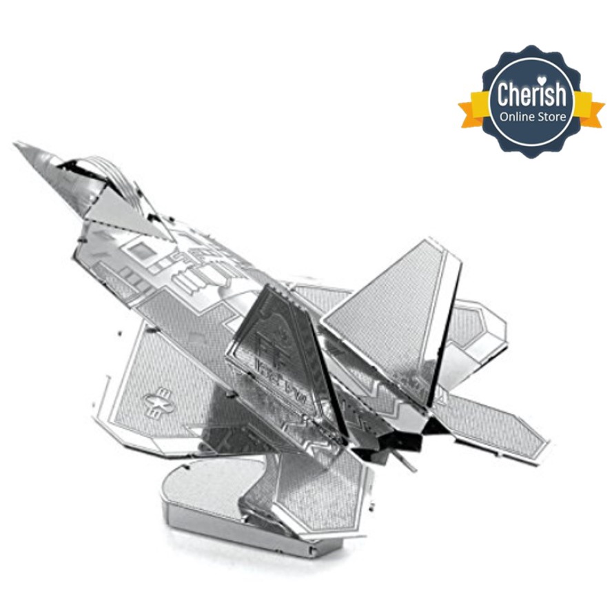 Puzzle Metal 3D Replika Pesawat F-22 RAPTOR Mainan DIY Koleksi MB-022