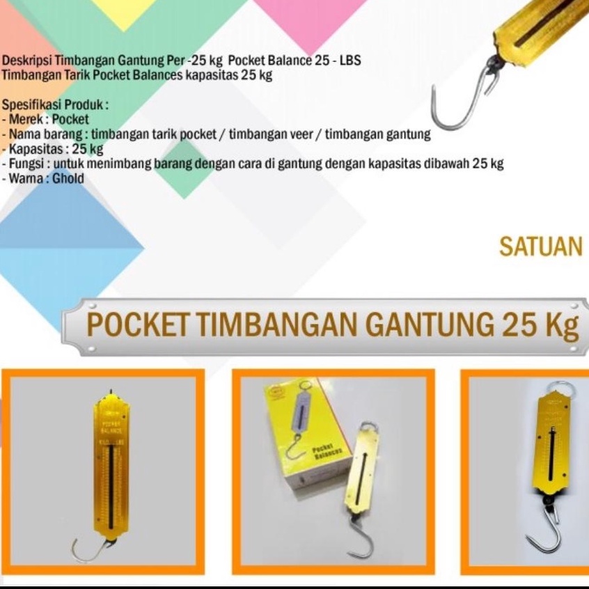 POCKET BALANCES/TIMBANGAN GANTUNG 25KG/TIMBANGAN TARIK/PORKET POCKET BALANCE