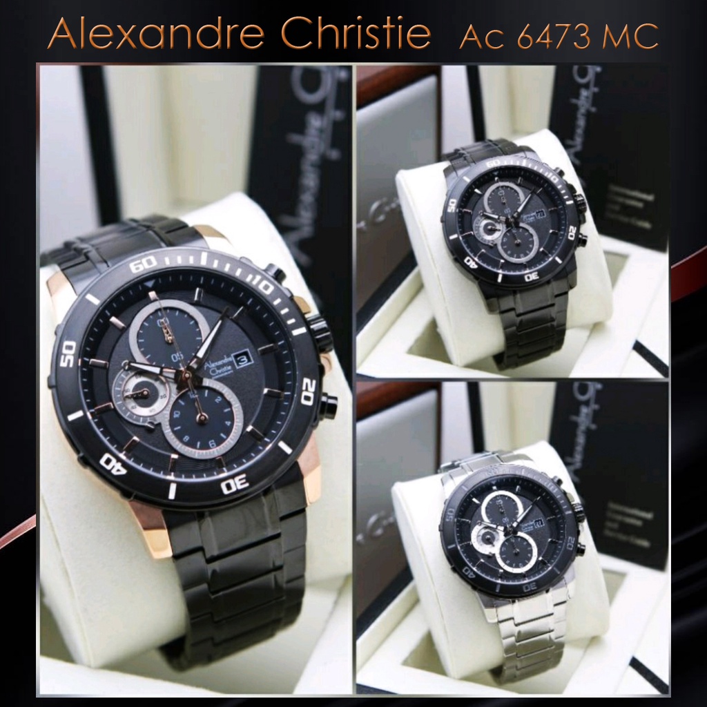 Alexandre Christie Ac 6473 Black Original, Jam Tangan Pria