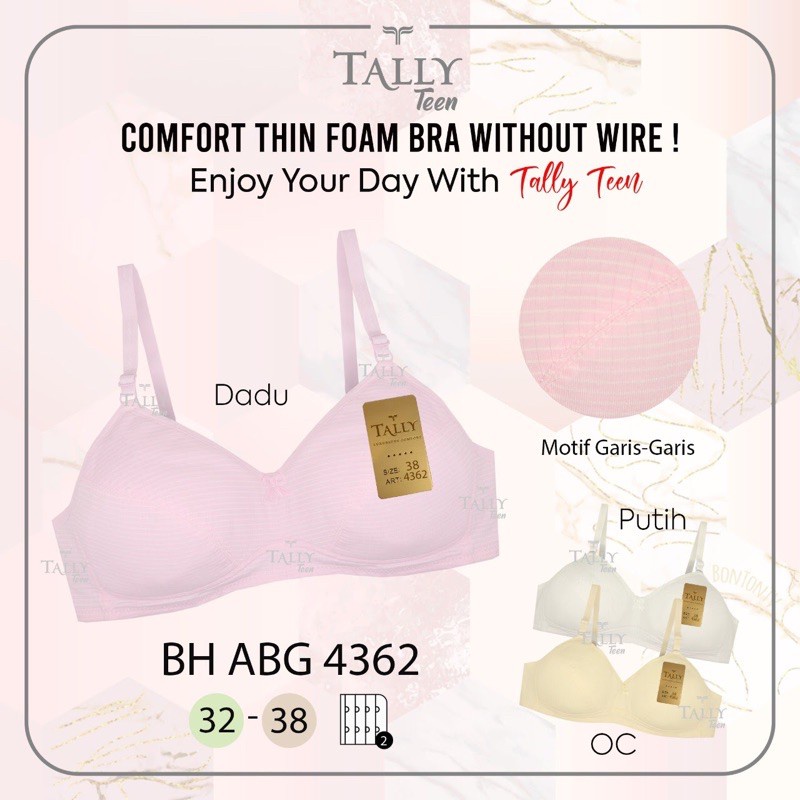 TALLY BRA BH REMAJA ABG 4362 I BUSA TIPIS I TANPA KAWAT I SIZE 32 - 38 Bh Bra REMAJA Tally 4362 (Cup A) Katun | Bra Remaja Tanpa Busa Tanpa Kawat