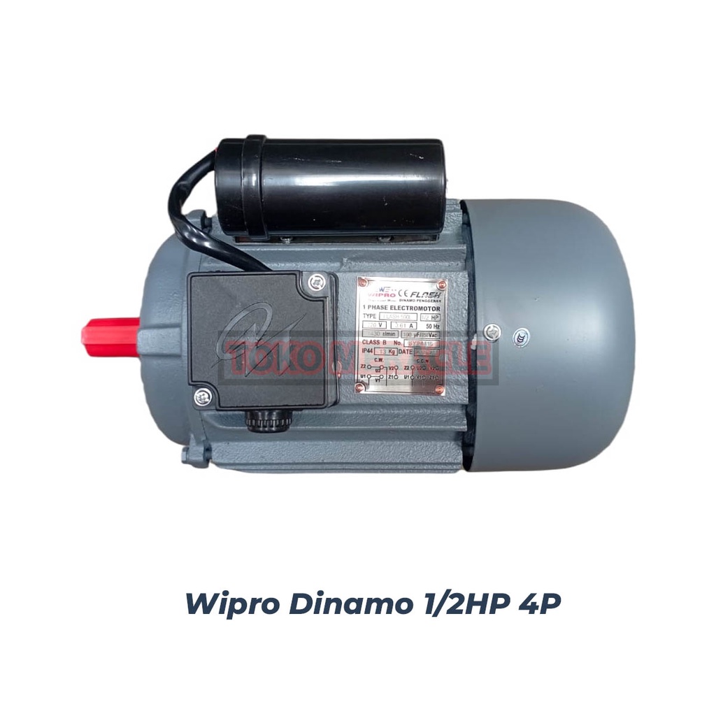 [1/2HP] Wipro Dinamo 1Phase 1/2HP 4P (Electromotor/ Penggerak 4Pole) Putaran Lambat
