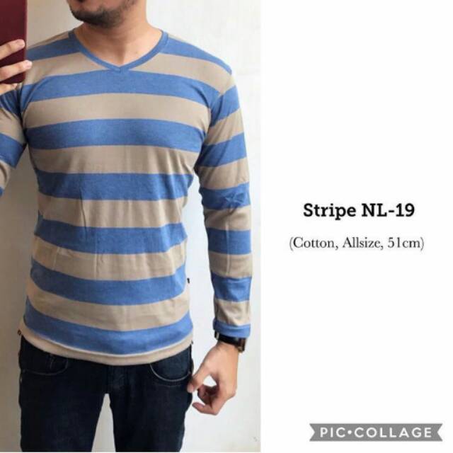 Kaos Distro Pria Lengan Panjang Stripe19