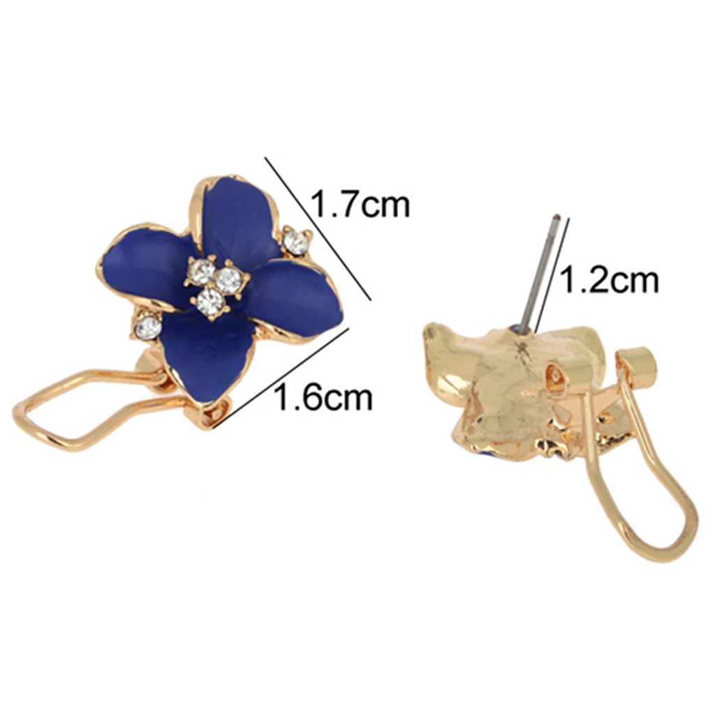 Hu Hu Hu Hu Hu Alat Bantu Pasang Kacamata♡ 1 Pasang Anting Stud Desain Camellia Aksen Kristal Imitasi Untuk Wanita