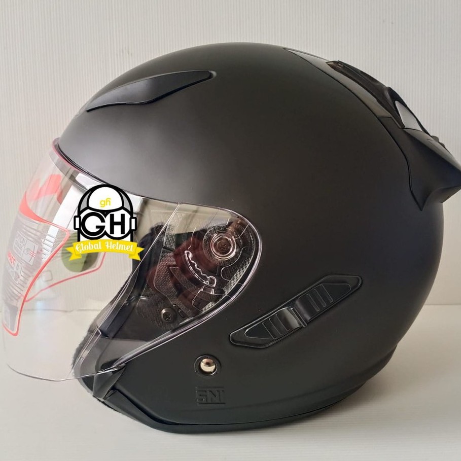 Helm Shell Rover Solid Black Doff Helm Double Visor Original