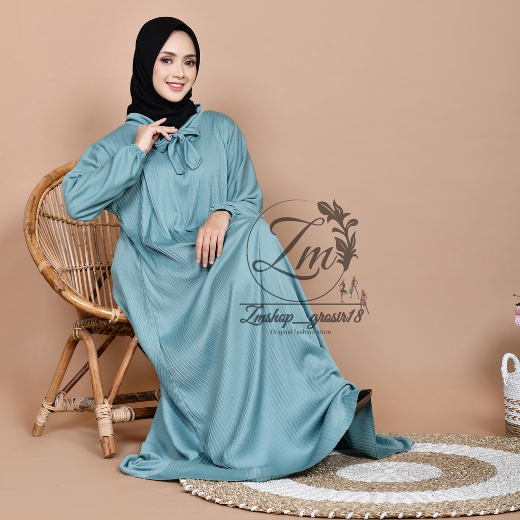 Gamis Plisket Jumbo | Gamis Full Plisket Tali Pita Leher | Paulina Maxy Dress