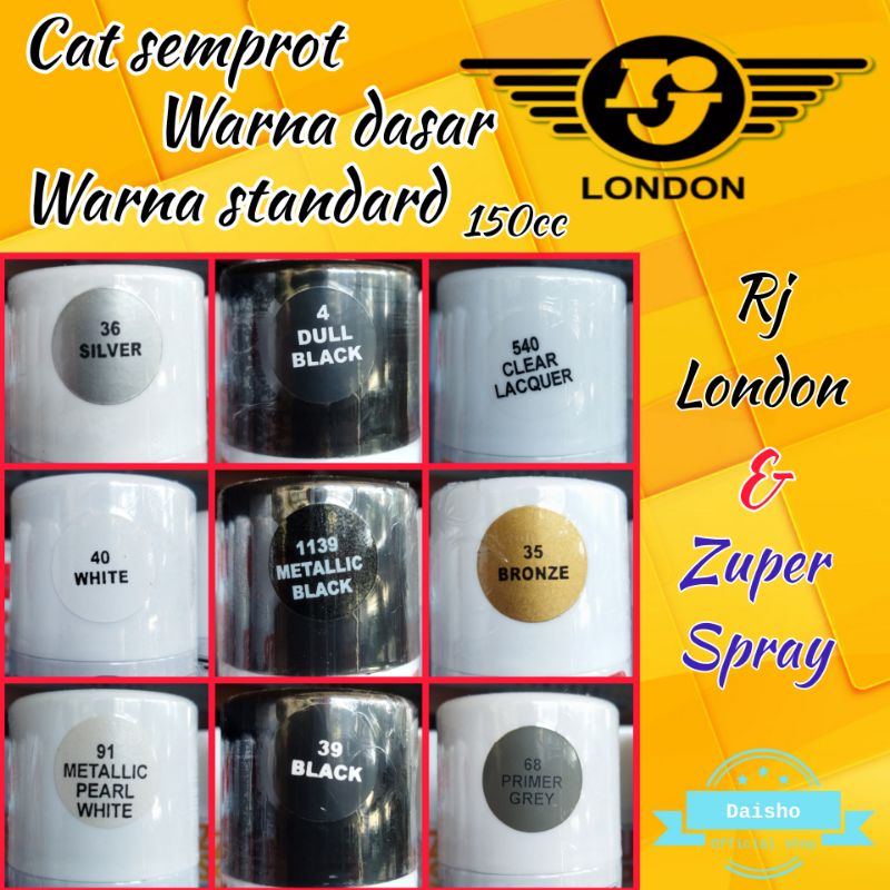 cat semprot 150cc warna dasar rj london zuper spray pilox pilok semua warna spray paint hitam doff g