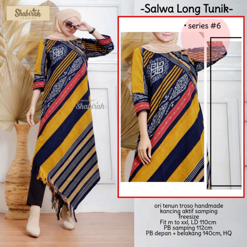 SALWA LONG TUNIK LD 100/110/120cm - BAJU ATASAN TENUN WANITA MODERN KEKINIAN TERMURAH