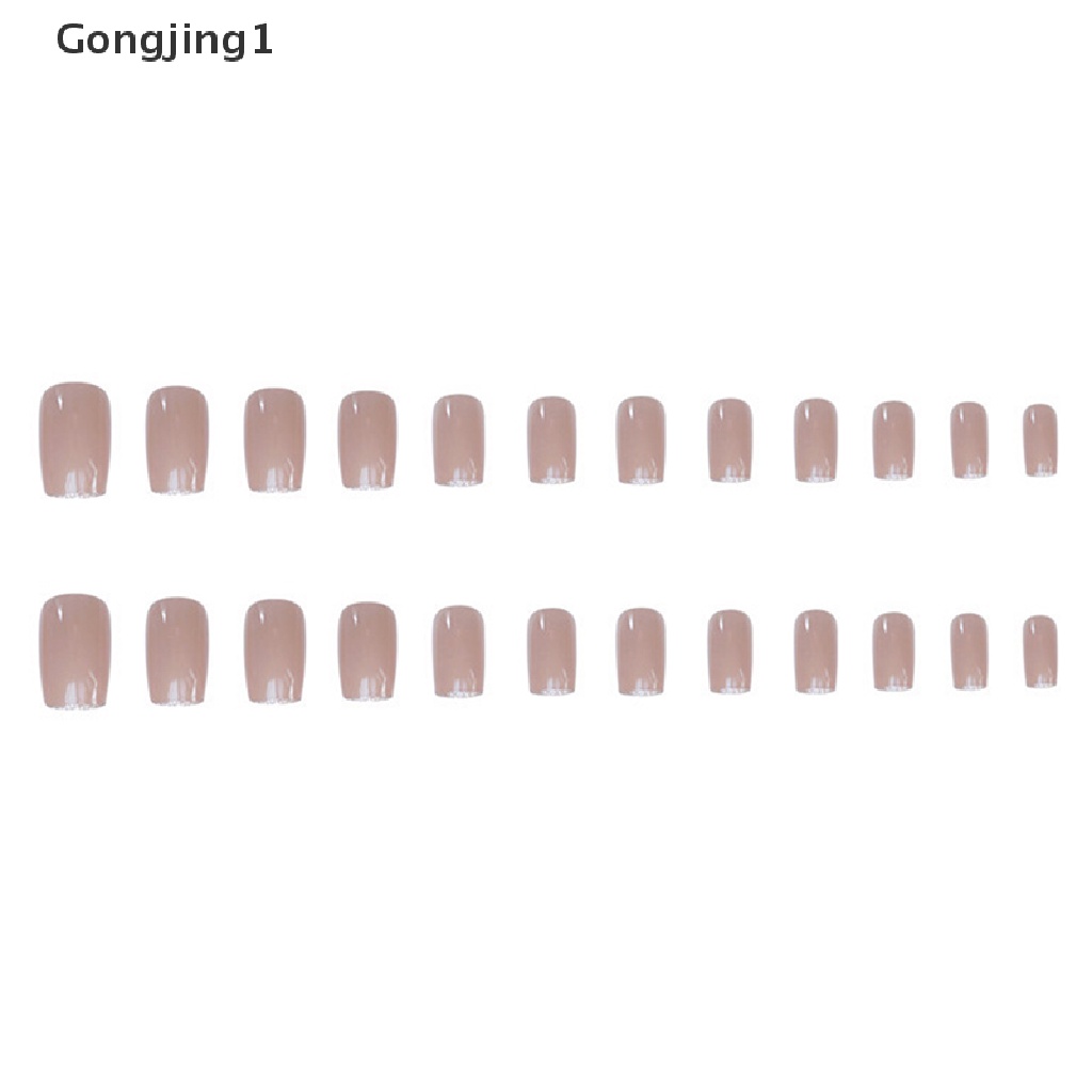 Gongjing1 24pcs / Set Kuku Palsu Full Cover Panjang Bisa Dilepas Untuk Nail Art
